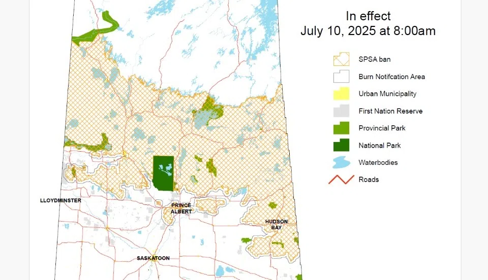 Fire ban issued for northern Sask - Fire Ban Map July 9 2025 