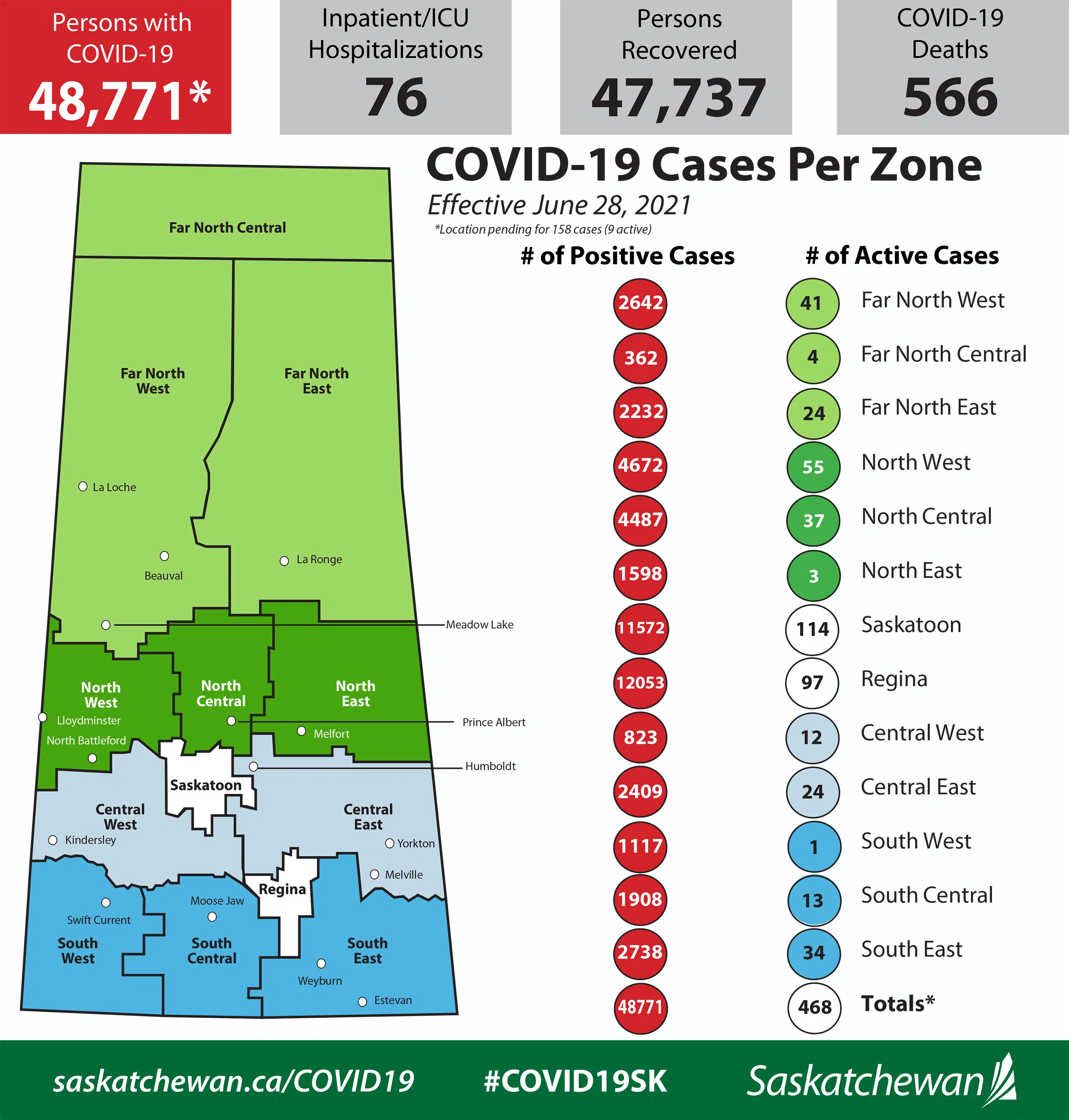 Daily COVID-19 map for June 28, 2021.