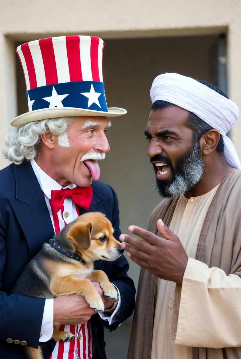 Uncle sam and angry Imam.