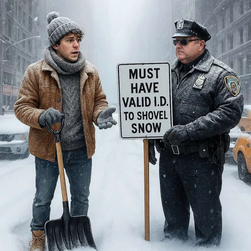 must have i.d. to shovel snow.