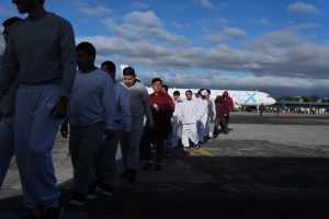 FILE - Guatemalans deported from the U.S. arrive at La Aurora airport