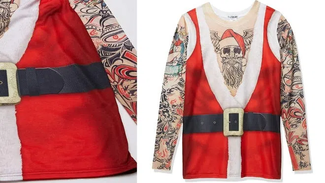 Give Bad Santa a new meaning with sleeves of bold tattoos.