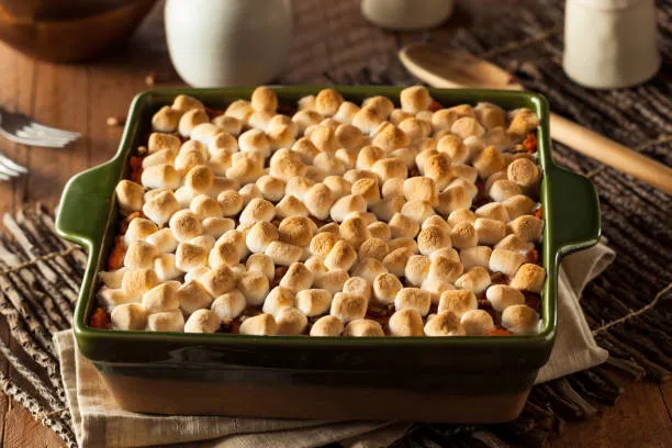 homemade sweet potato casserole for thanksgiving,romania - sweet potato casserole stock pictures, royalty-free photos & images