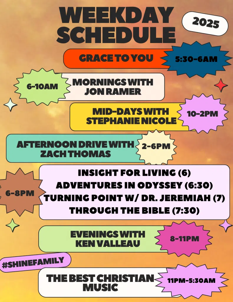 90.5 Shine FM Weekday Schedule