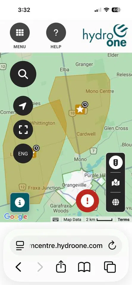 Planned hydro outage for Mono and area tonight
