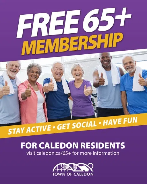 Starting April 1, recreation memberships for Caledon residents age 65+ will be FREE!