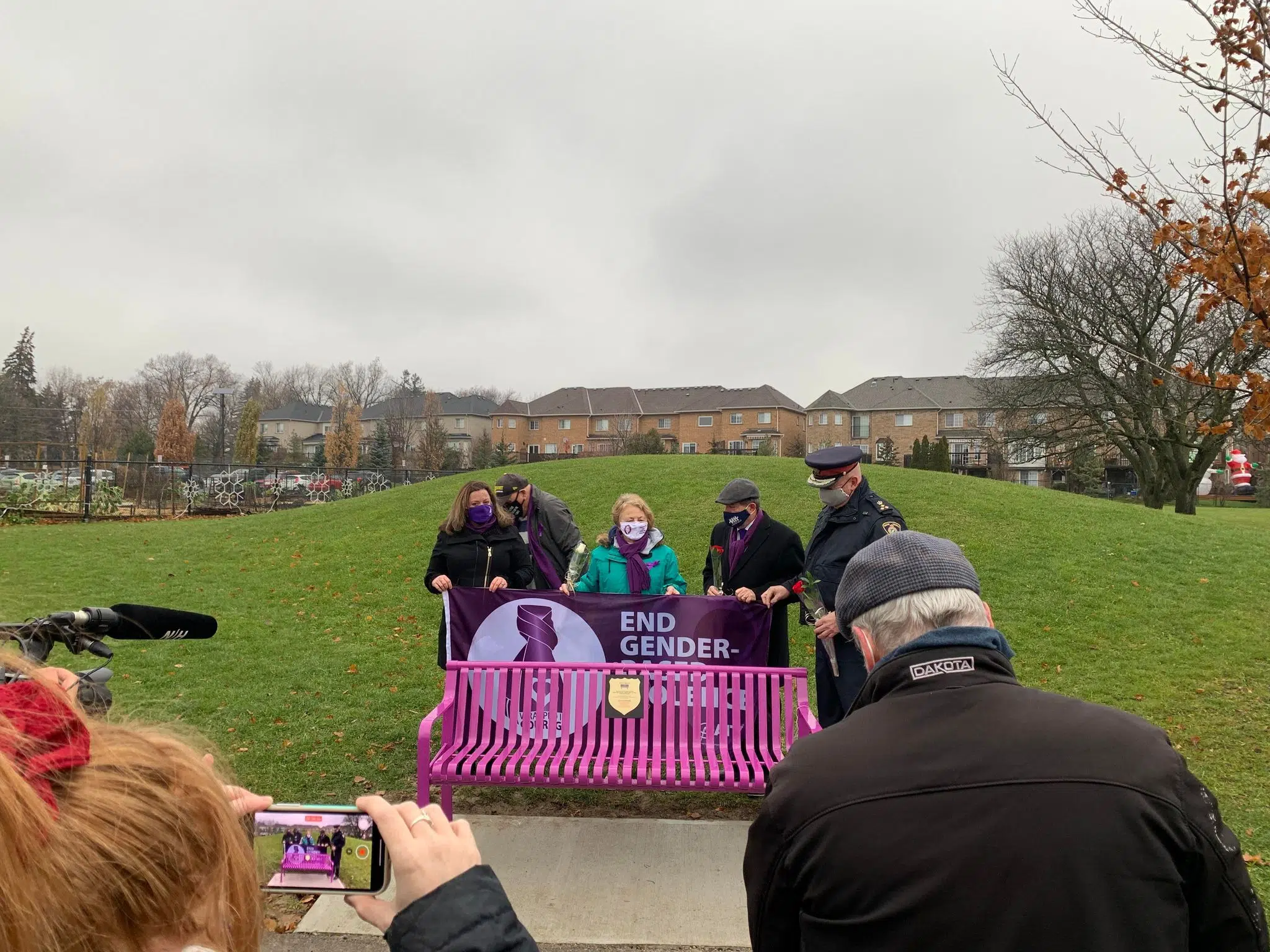 Purple bench unveiled in honour of victims of intimate partner violence