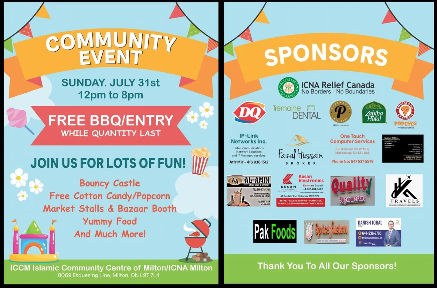 The ICCM is hosting a free community BBQ in Milton