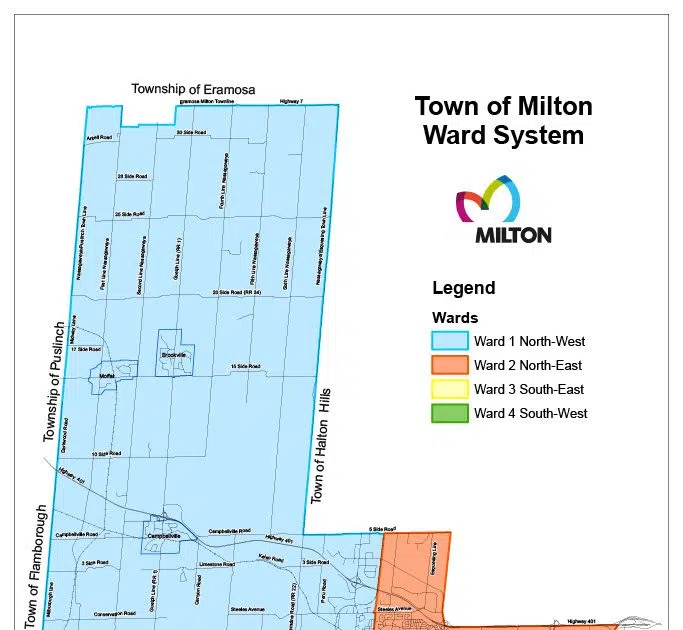 This helpful map shows you where each Ward in Milton is located FM101