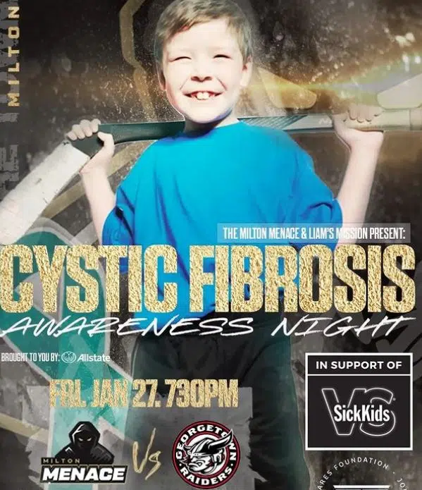 Milton Menace holding Cystic Fibrosis Awareness Night for local cause