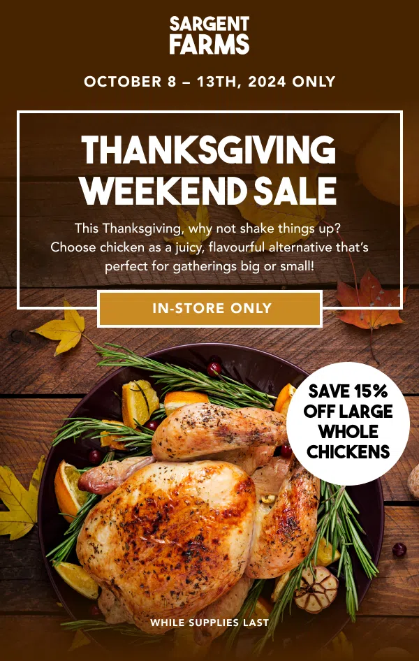 Sargent Farms offering HUGE Thanksgiving discount on whole chickens