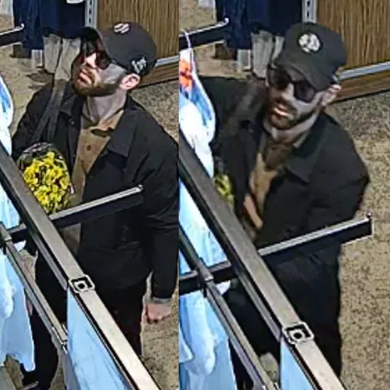 Unknown man wanted after stealing $500+ worth of clothing from local store