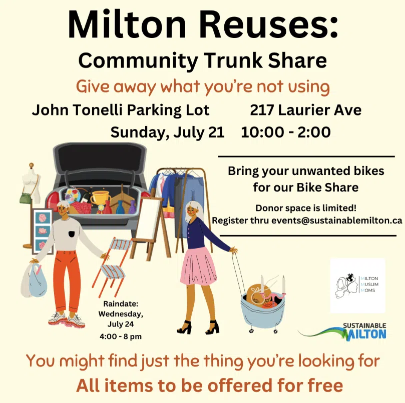 Sustainable Milton Community Trunk Share event this weekend.