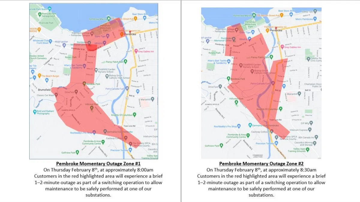 Planned momentary power outages to affect customers in Pembroke Feb. 8