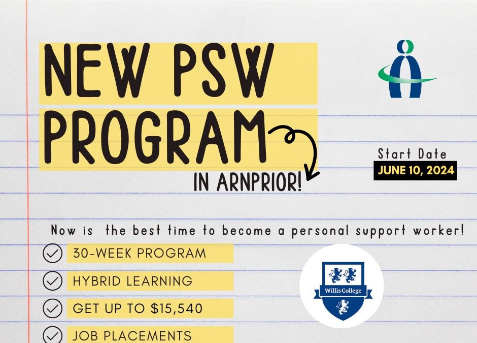 Financial incentives, guaranteed employment part of PSW training program being offered in Arnprior - Vimarsana News
