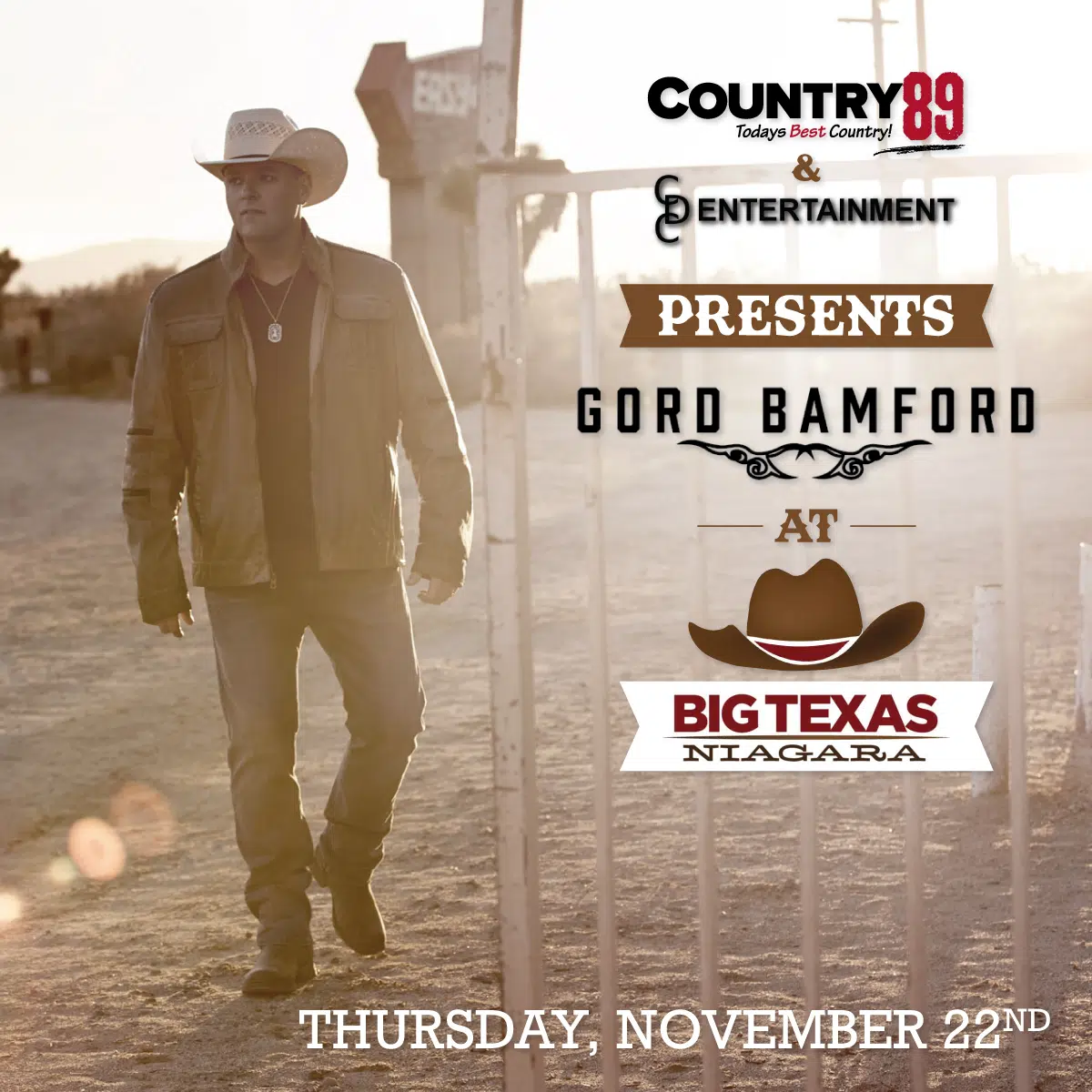 Country 89 Presents Gord Bamford at Big Texas – Win Ticket