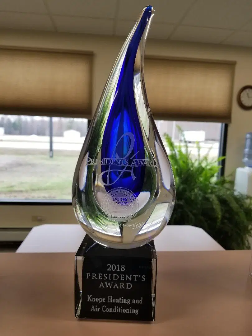 Knope Heating & Air Conditioning receives 2018 President's Award