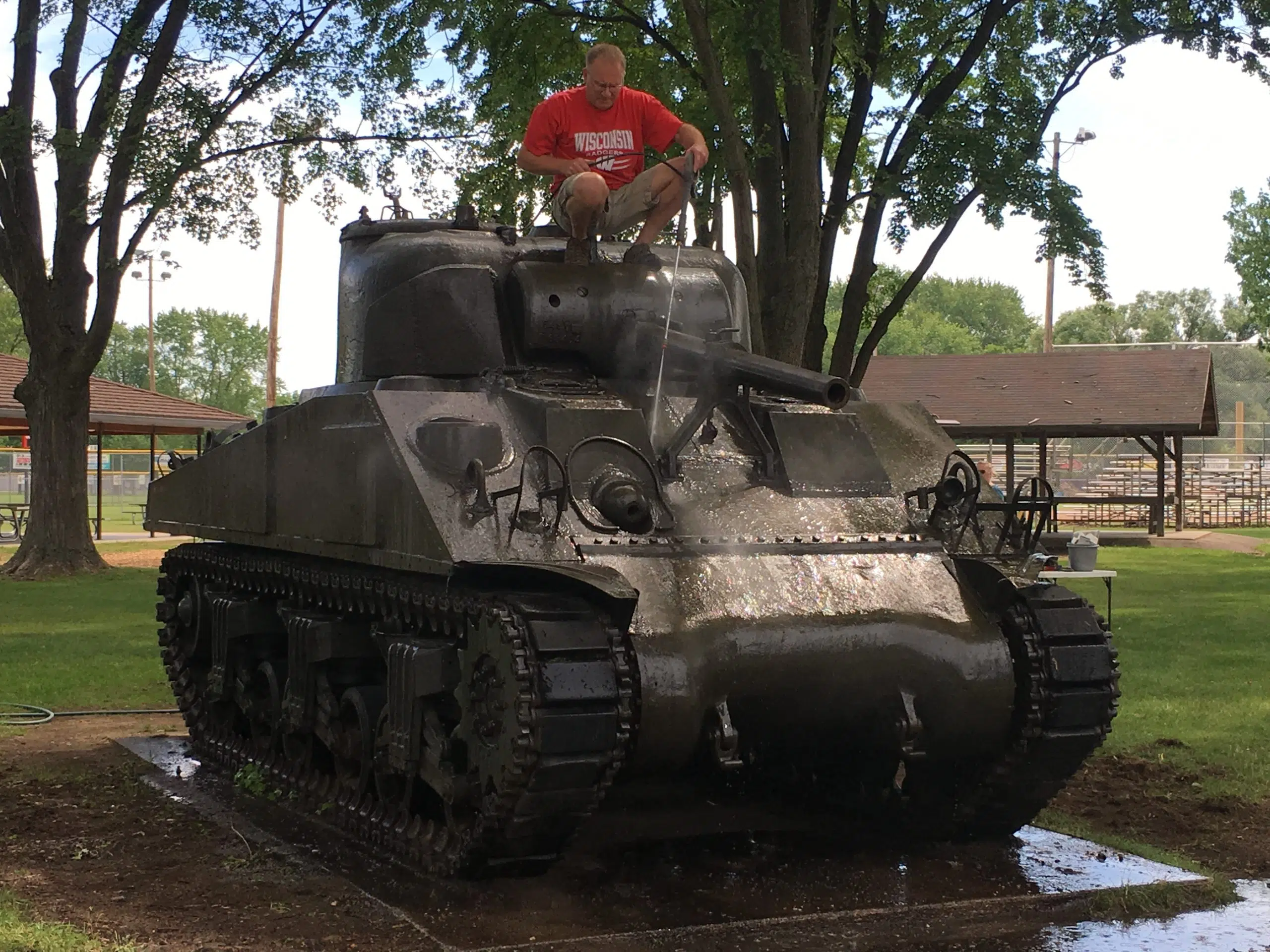 Tank Restoration in Memorial Park Started Today