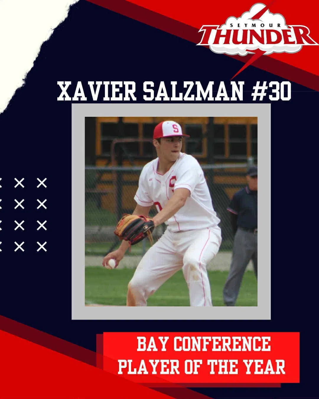 Seymour's Xavier Salzman Named Bay Conference Baseball Player of the Year