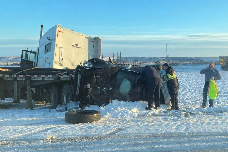 Trans-Canada open again, crash caused delays on Highway 11