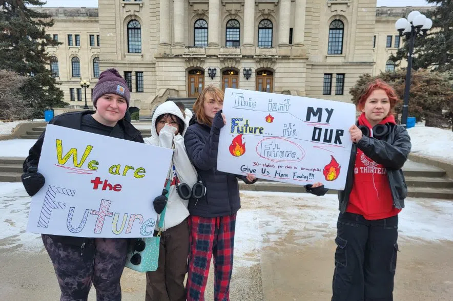 Students in Regina stage walkout in support of teachers