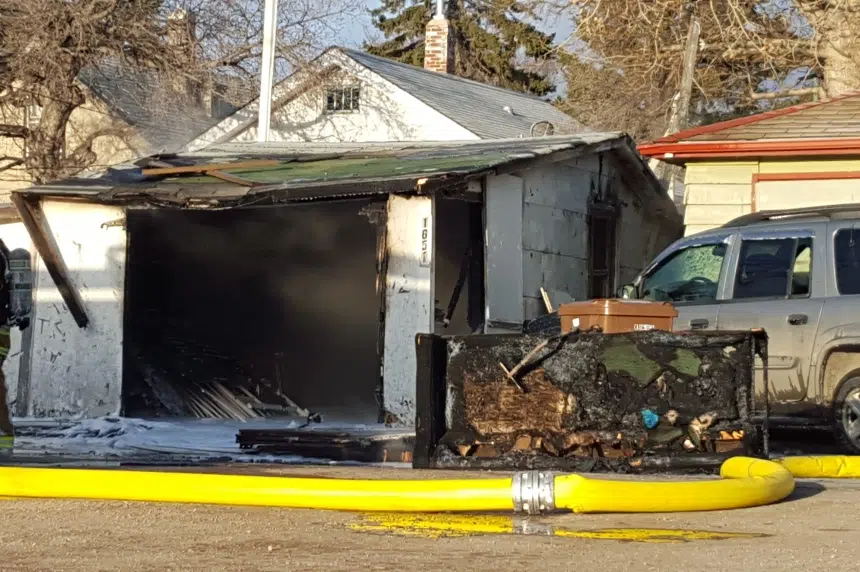 Fire burns garage east of downtown Regina
