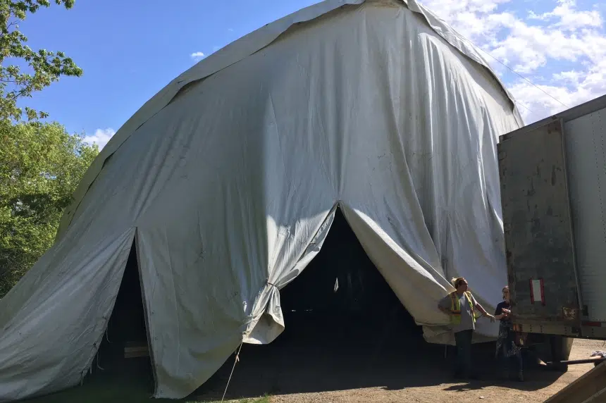 Big white tent goes up for Shakespeare on the Saskatchewan