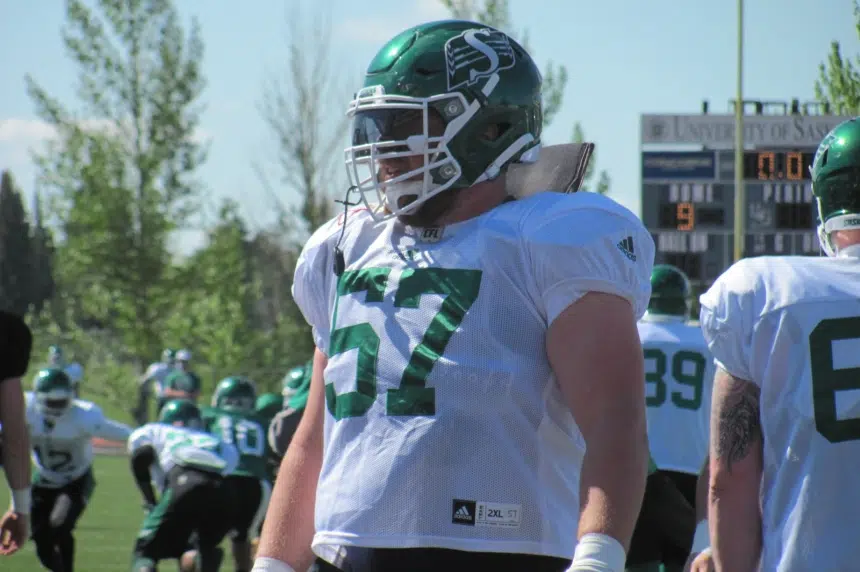 Brendon LaBatte returns to practice with the Riders