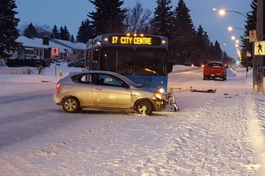 Driver issued ticket after crash with Saskatoon city bus