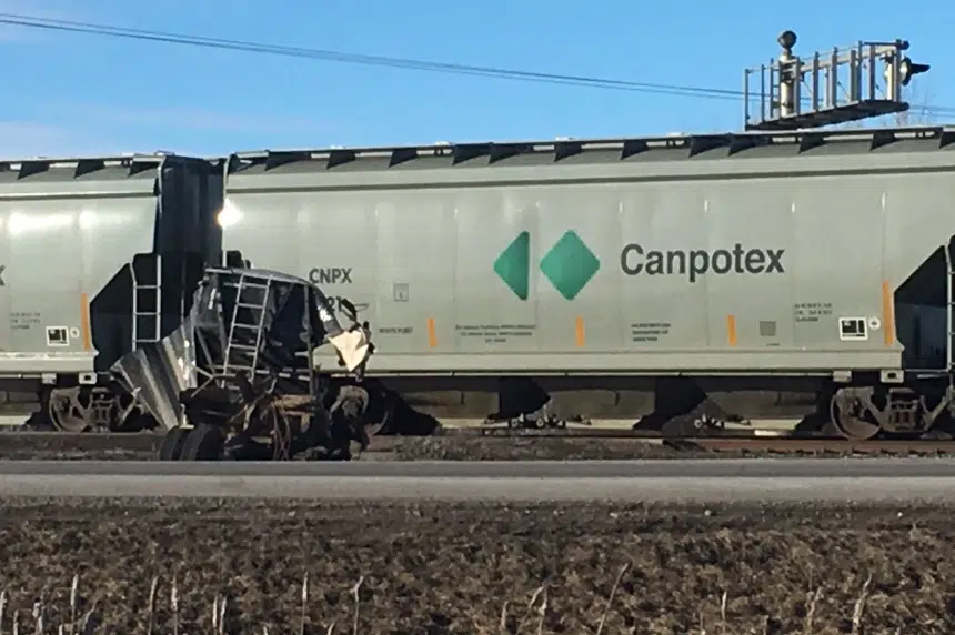 Semi's trailer destroyed in collision with train on Highway 7