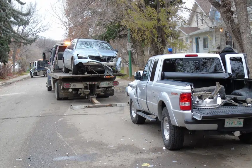 Crash damages 5 parked cars on Garnet Street in Regina