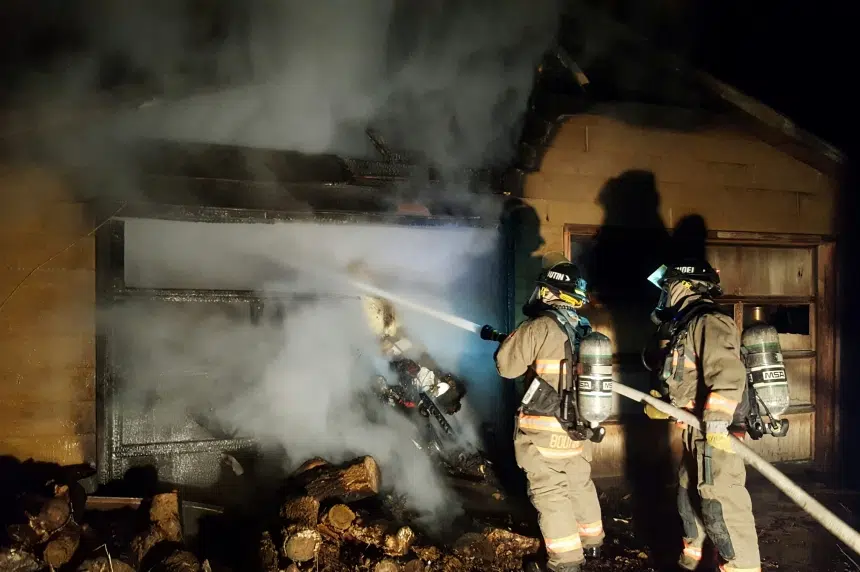 Crews called out to early morning garage fire in Saskatoon