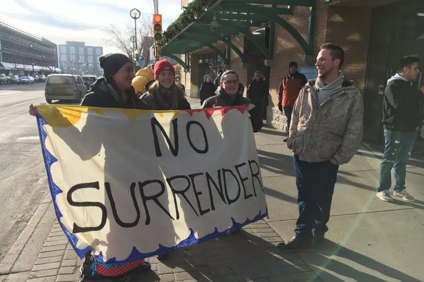 Small protest in Saskatoon against Dakota Access Pipeline