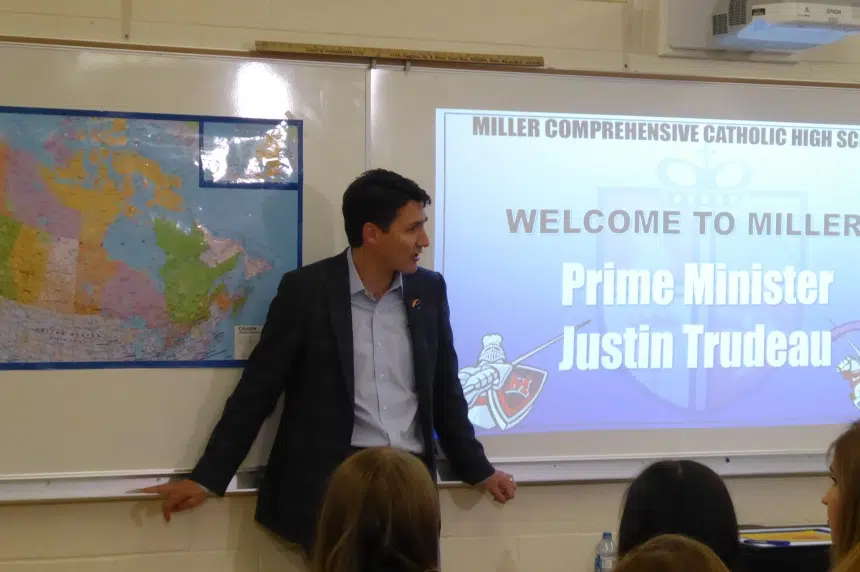 45 years after his father, Trudeau visits Regina school