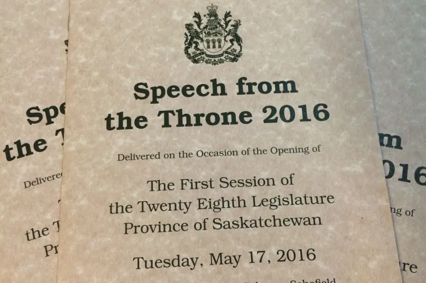 Sask. speech from the throne highlights election promises