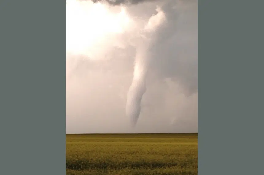 Hail and a tornado spawn from storms in south central Saskatchewan