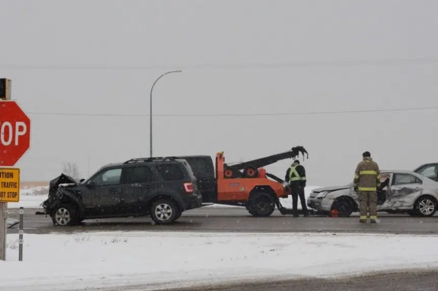 2-car collision at the intersection of Highway 16 and Battleford Road