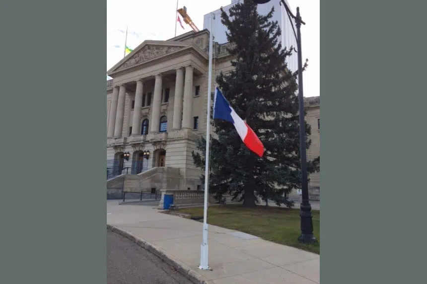 French flag flying at half mast at Sask. legislature