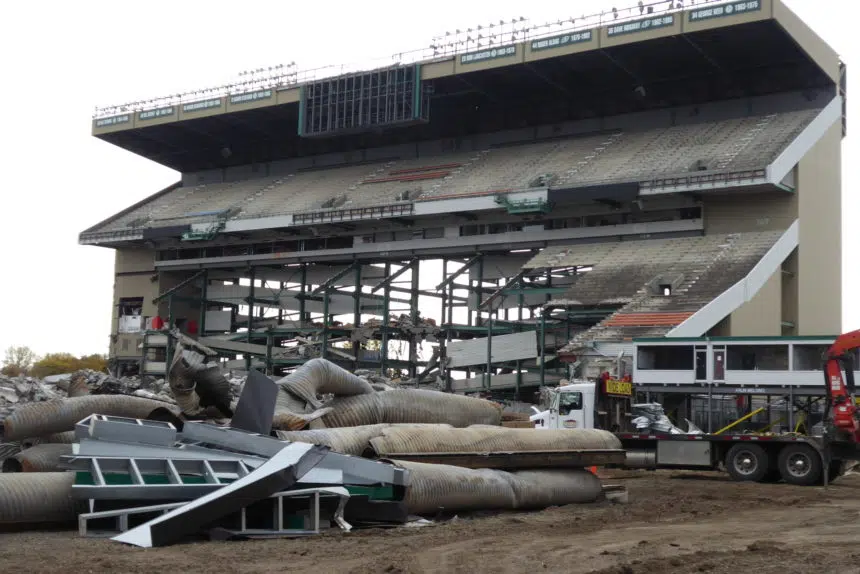 Old Mosaic Stadium continues to fall as demolition rolls on