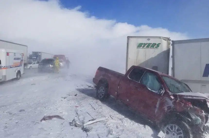 Multiple crashes due to blowing snow, icy highways