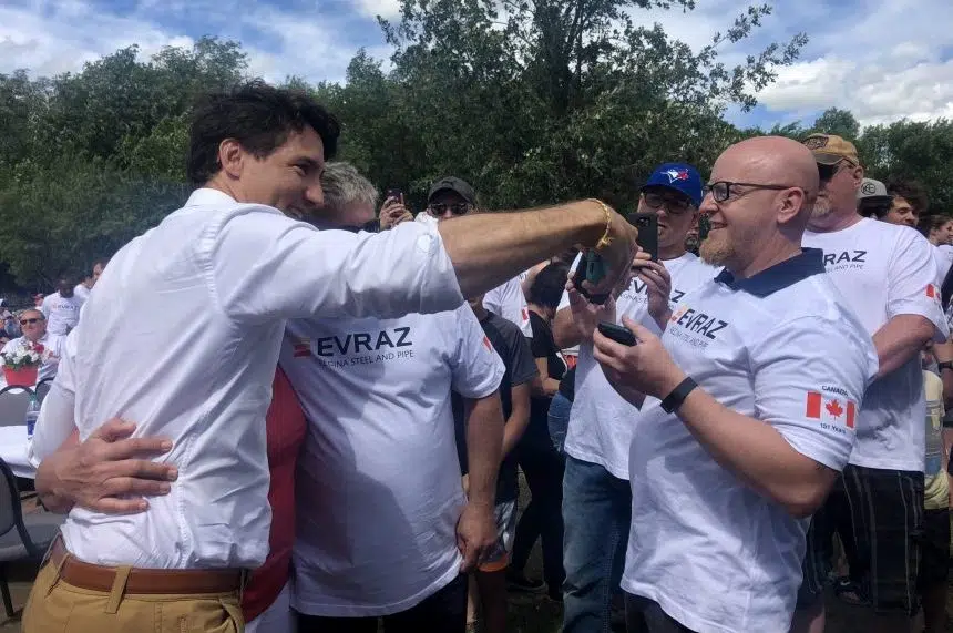 Trudeau meets with steelworkers on Canada Day visit in Regina