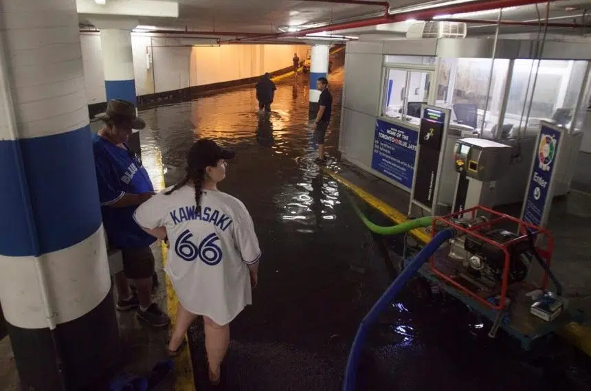 Close call for two men in flooded elevator during heavy rain in Toronto