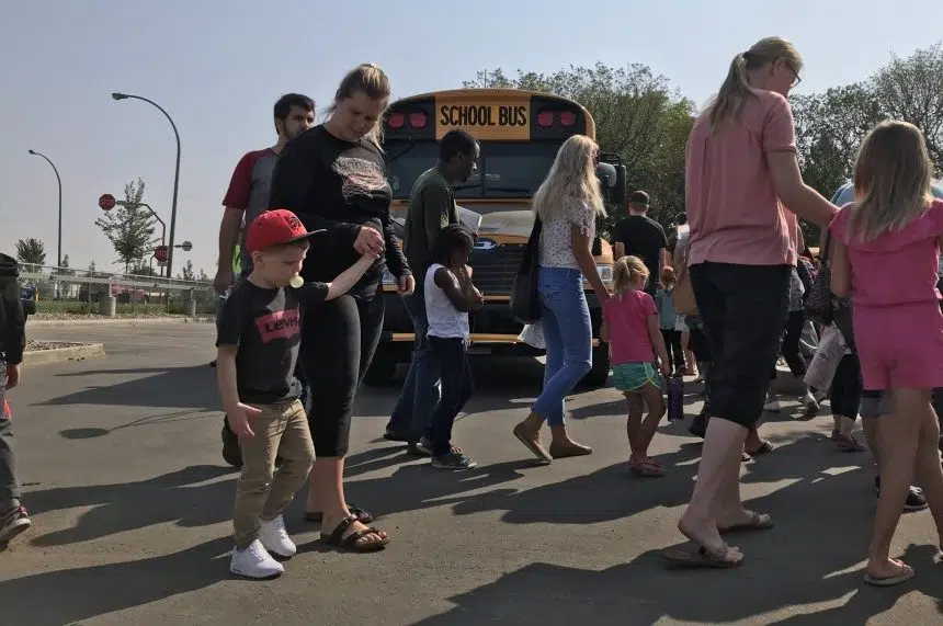 Regina kindergarteners take a bus ride before starting school