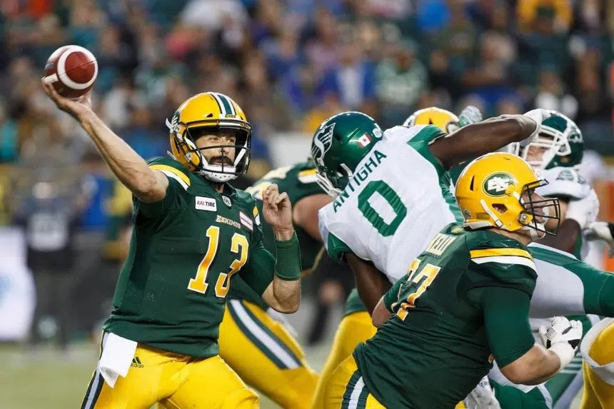 Mike Reilly leads Eskimos to third win in a row, 26-19 over Roughriders