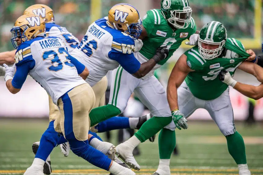 Blue Bombers dump Roughriders 31-0 to extend winning streak to four games