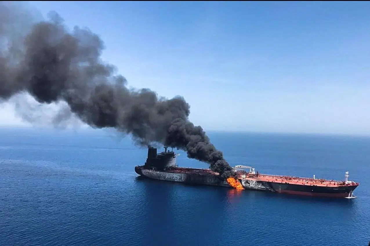 U.S. says video shows Iran removing mine from stricken tanker