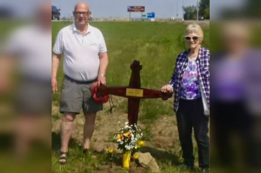 Highway 1 memorial cross near Emerald Park goes missing 