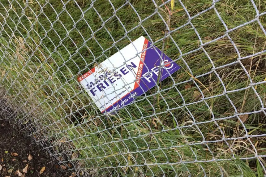 ‘To me, it’s disgusting,’ Saskatoon candidate struggling with sign vandalism