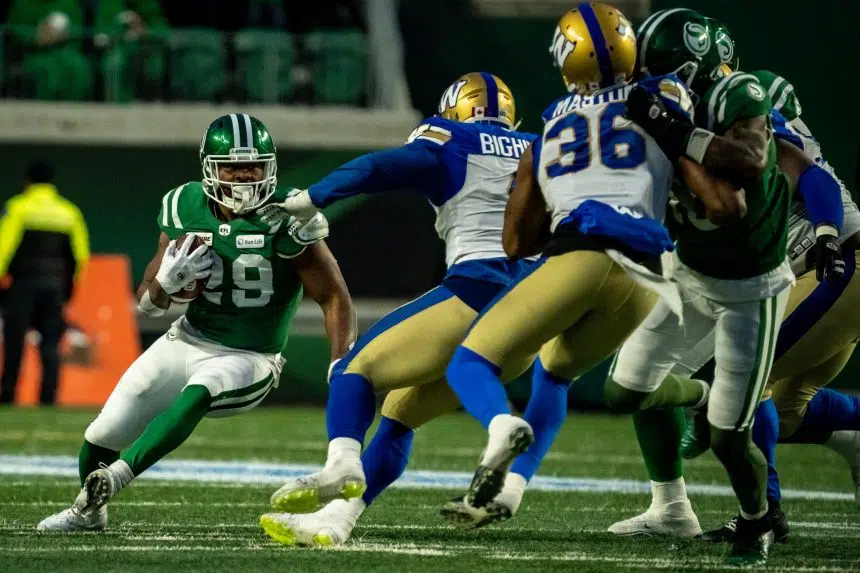 Roughriders held without a TD in loss to Bombers in West final