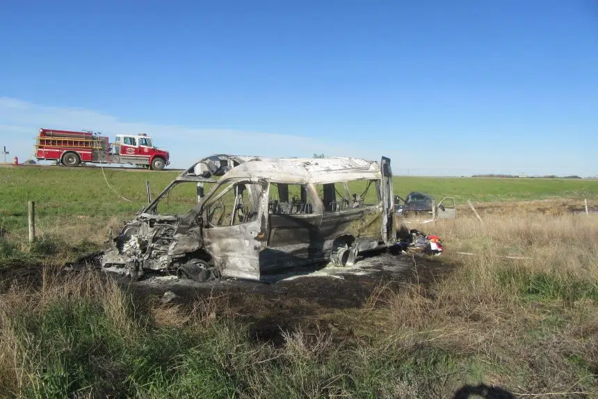 Fiery crash on Highway 11 near Bethune sends 6 to hospital